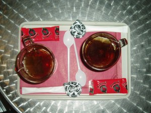 Two teas from a cafe in Bruxelles Midi train station