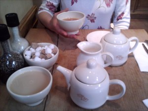 Le Pain Quotidien Tea in bowls at Le Pain Quotidien