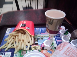 Tea and fries at McDonalds