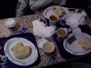 Tea and bacon rolls on the Condor Express
