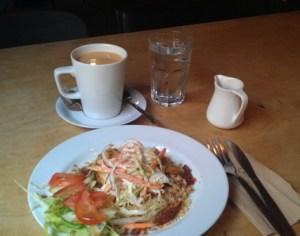 Salad and tea at Shed.